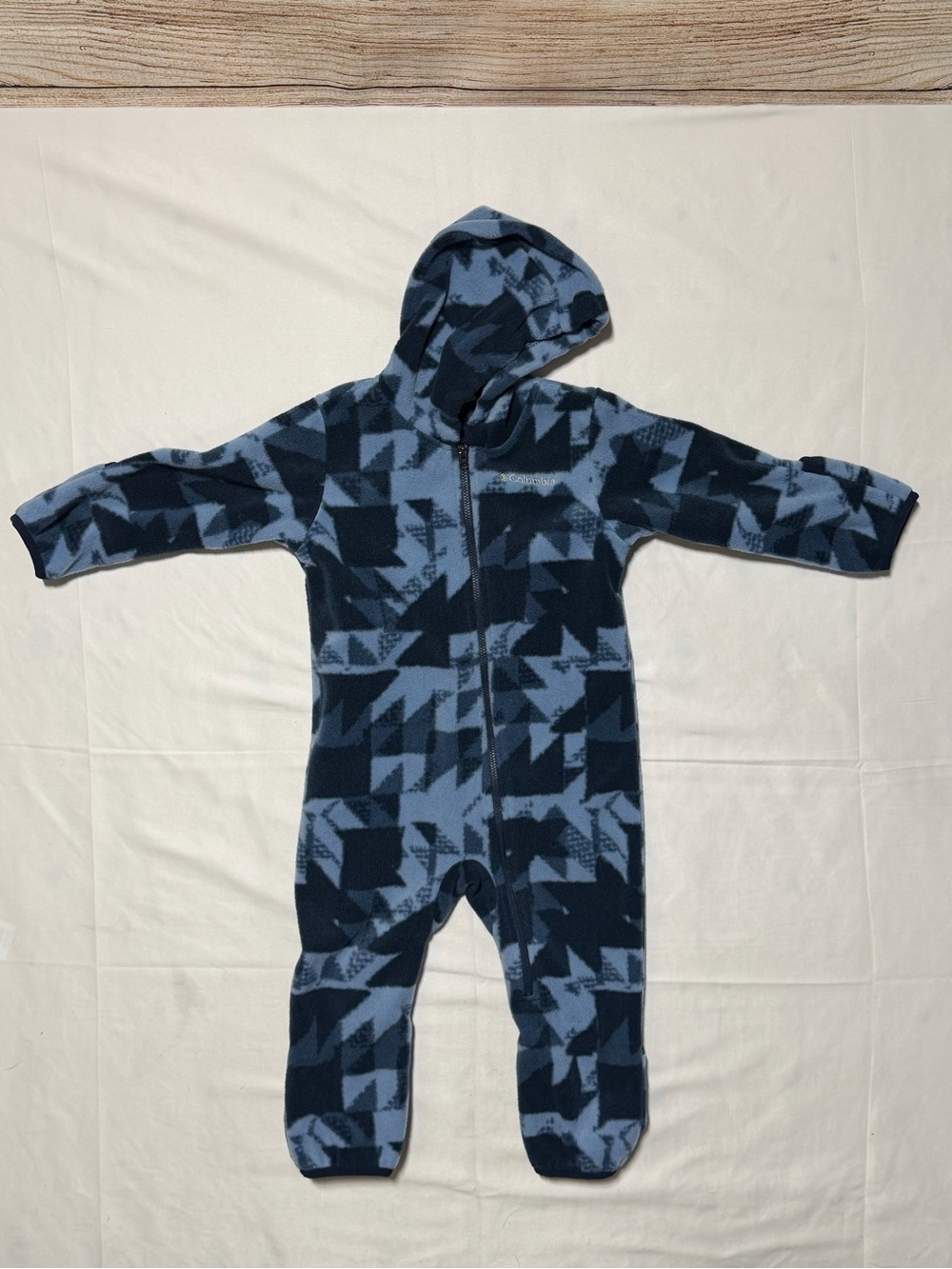 Columbia Baby Fleece Bunting One Piece Hooded 18-24M Blue Camo